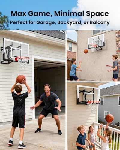 IGL In ground Basketball Hoops Outdoor, 10ft Height Adjustable Basketball Goal In ground with Shatterproof Backboard and Pro-Style Rim - size: 52 inch Backboard - Wall Mount