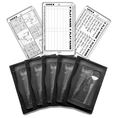 1NMORE Youth Football Wristbands for Plays, Quarterback Playbook Wrist Coach, Softball Wristbands with Cards Black - color: 5 Pack, size: Small