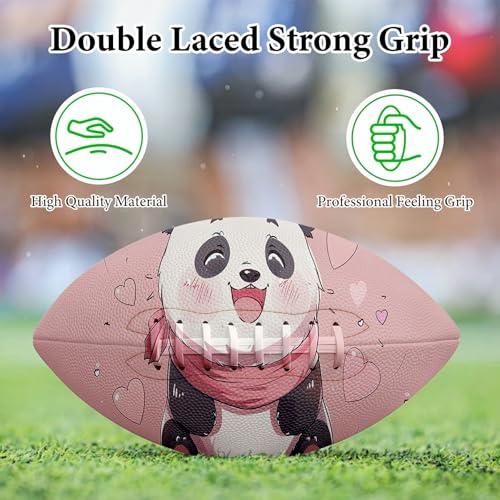 American Football, Official Size 11.9 x 7.3 Inch, Premium Composite Leather High-Grip Ball with Pro-Style Lacing, Unique Prints for Training, Games & Gifts - color: Panda Pink