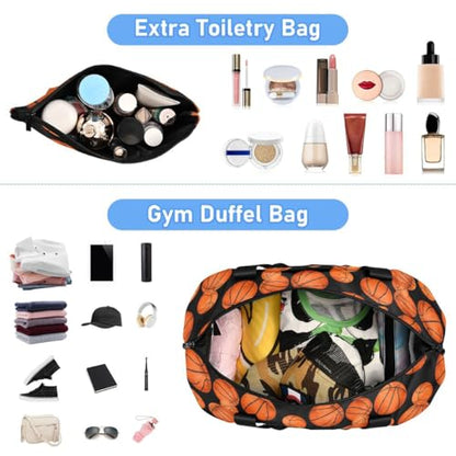 ALAZA Basketball Ball Black Travel Duffel Bag Tote Bag Multi Compartment Weekender Overnight Bag with Wet Pocket for Travel Men Women