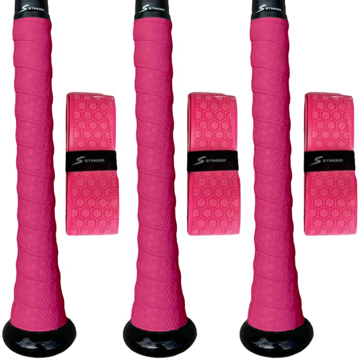 Stinger Sports Premium Polymer Bat Grip (Baseball and Softball) - color: 3-Pack: Pink
