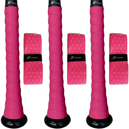 Stinger Sports Premium Polymer Bat Grip (Baseball and Softball) - color: 3-Pack: Pink