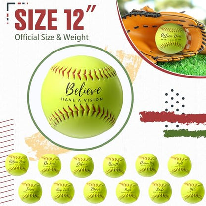 Soulchen 24 Pack Sports Softball Motivational Fastpitch Softball Practice Official Size and Weight Balls Leather Covered Training Ball for Youth Beginner Players Games Practice
