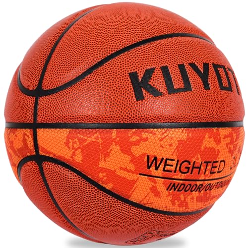 KUYOTQ 3LBS/3.3LBS/2.2LBS Weighted Heavy Training Basketball 29.5/28.5" in and Outdoor Improving Handling Dribbling Passing Rebounding Skill Composite Size 7/6 Weighted Training Basketball Equipment - color: Brown Weighted Basketball 3.0LBS/1.3KG, size: S