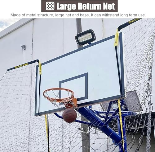 Basketball Return Net Attachment - Large Hoop Rebounder for Backyard Court, Trainer for Shooting, Easy Assembly - Outdoor Basketball Returner