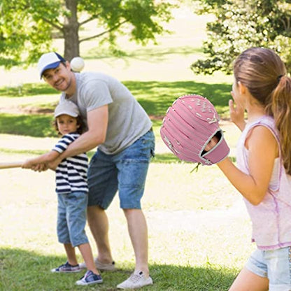 Baseball Glove,Baseball Softball Mitt with Ball for Kids Youth Adults Training and Beginner,Right Hand Throw,Left Hand Glove - color: Pink, size: 12.5"