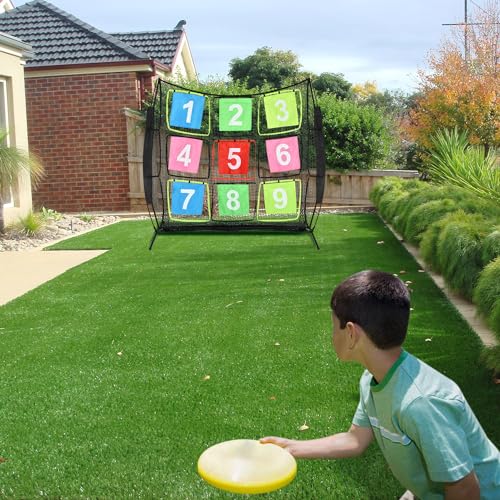 Disc Golf Net Portable Disc Training Net with 9 Target Multifunctional Practice Net Disc Golf Target Net for Backyard Indoor Outdoor Game,7ft x 7ft
