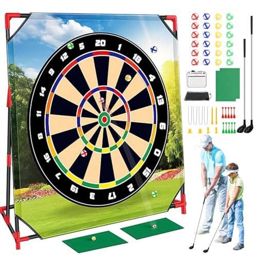 Golf Chipping Game with Stand,Upgrade 54"x 54" Golf Hitting Mat and Practice Set with Sticky Balls Perfect for Backyard Indoor Outdoor Family Battle Game,Christmas Ideal Gifts for Kids Adults (Green2) - color: Green2