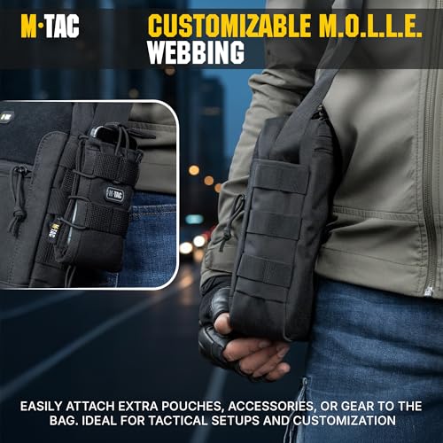 M-Tac Men's Shoulder Sling Bag Canvas Messenger Crossbody Bag for Men and Women Durable Adjustable with Zipper Closure Satellite Tactical Bag Gen.II Black