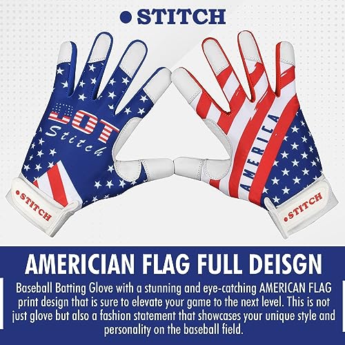 American Flag Batting Gloves Softball Gloves Men USA Flag Baseball Batting Glove for Men Youth Adult & Unisex