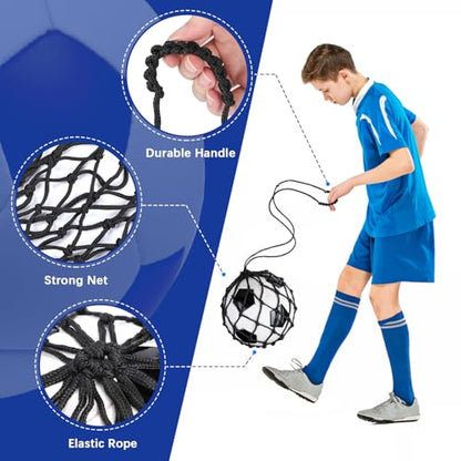 TOBWOLF Football Kick Trainer, Soccer Return Trainer Net Fits Ball Size 3, 4, 5, Hands-Free Soccer Kick Throw Training Aid