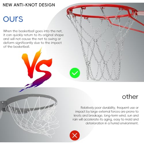 Basketball Net, Stainless Steel Braided Chain Heavy Duty, Standard Basketball Net (12 Links), Quick Installation. Suitable for Indoor and Outdoor Climates - style: 002