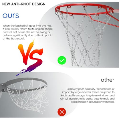 Basketball Net, Stainless Steel Braided Chain Heavy Duty, Standard Basketball Net (12 Links), Quick Installation. Suitable for Indoor and Outdoor Climates - style: 002