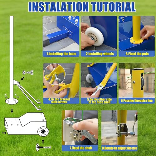 Adjustable Volleyball Poles with Net - Heavy Duty Indoor & Outdoor, 4 Heights (5ft-6.8ft) for Backyard Fun, Perfect for Adults & Kids, Durable Banton Net Set