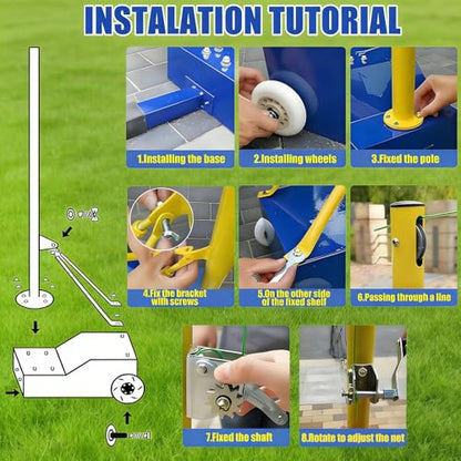 Adjustable Volleyball Poles with Net - Heavy Duty Indoor & Outdoor, 4 Heights (5ft-6.8ft) for Backyard Fun, Perfect for Adults & Kids, Durable Banton Net Set