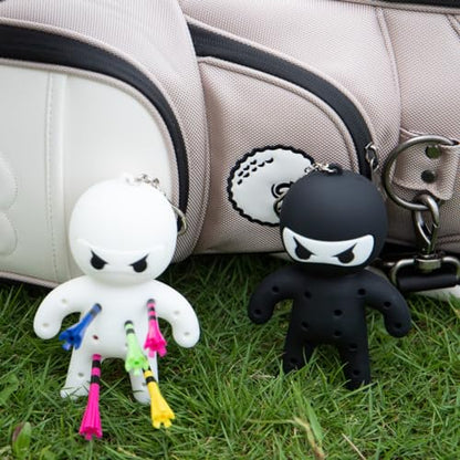 Golf Tee Holder, Ninja Portable Funny Golf Tees Holder Keychain Golf Gift Golf Accessories for Men & Women - color: White