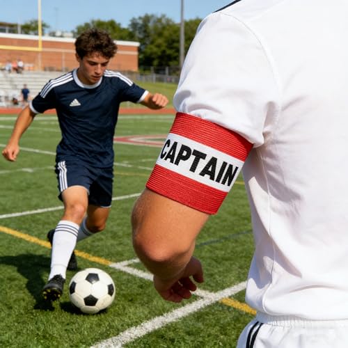 18 Pack Captain Armbands for Soccer, Football & Rugby, Adjustable Hook-and-Loop Captain Bands, 6 Colors (3 Each), Referee Visible, Washable, Fits Older Teens & Adults, 10-12 in Biceps