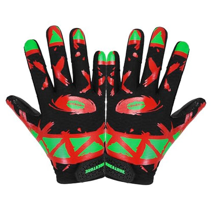 AIGEVTURE Youth Football Gloves Kids Receiver Gloves Sticky Football Gloves for Boys Girls - color: Black and Red, size: Youth S