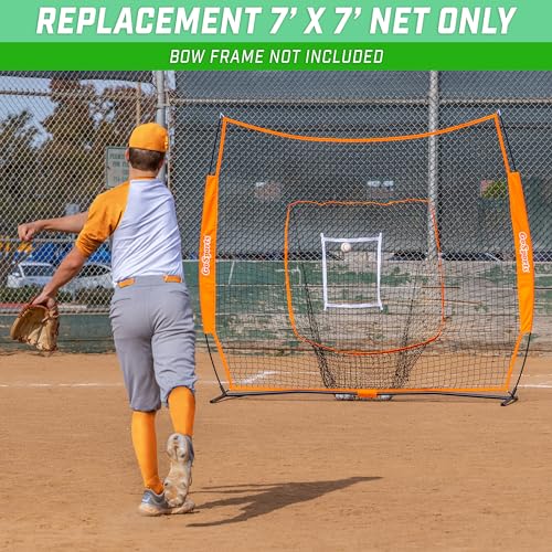 GoSports Replacement 7 x 7 ft Baseball Net - NET ONLY - Frame NOT Included - Choose Your Color - color: Orange