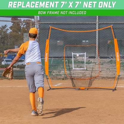 GoSports Replacement 7 x 7 ft Baseball Net - NET ONLY - Frame NOT Included - Choose Your Color - color: Orange