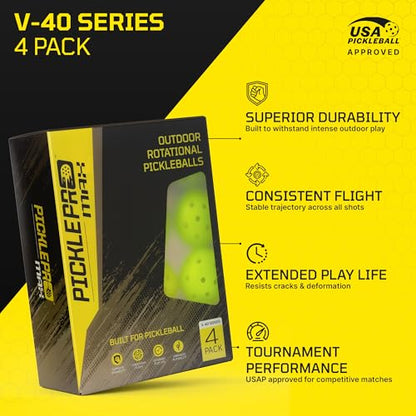 Rotationally Molded Pickleball Balls for Competitive Players – Premium LDPE 40-Hole Soft Feel Design – USAPA Approved, Tournament-Grade, Precise Control & Superior Durability - color: 4 Pack