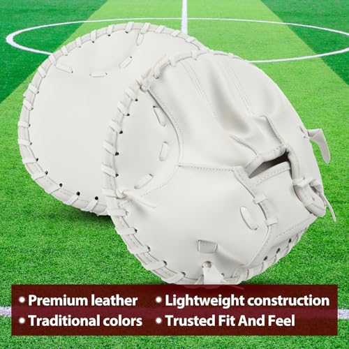 VioraWhite Pancake Baseball and Softball Training Glove - Flat & Soft Premium PVC Fielding Gear for Left-Hand Throw, Great Choice for Teens - color: White