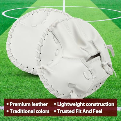VioraWhite Pancake Baseball and Softball Training Glove - Flat & Soft Premium PVC Fielding Gear for Left-Hand Throw, Great Choice for Teens - color: White