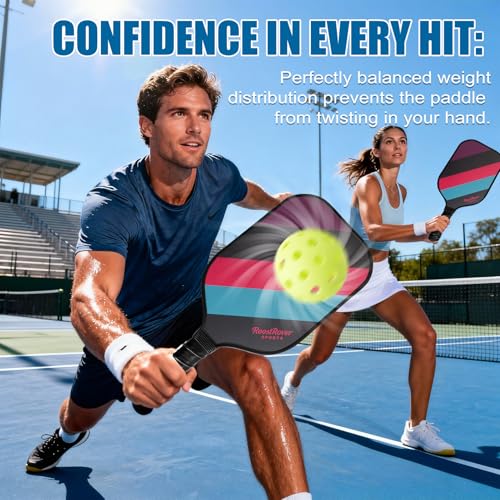 Pickleball Paddles, T700 Raw Carbon Fiber with 16mm Polypropylene Honeycomb Core for Control & Spin, Large Sweet Spot, 7.4oz Paddle Anti-Slip Cushioned Grip for Beginners & Intermediates