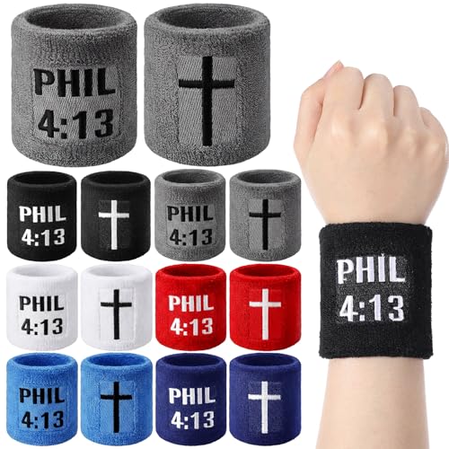 Misdary 6 Pair Cross Wristband Football Baseball Drip Baseball Football Accessories Faith Cross Sports Wristband Sweat Band Athletic Christian Faith for Sports Basketball Gym Workout - color: Multicolor