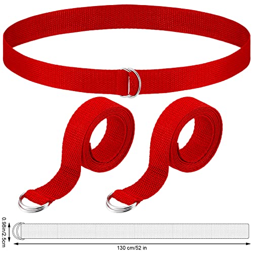 Web Football Belt 52 Inches Football Pants Belt D Ring Belts for Men Women Youth Boys Kids Girls - color: Red