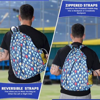 Pickleball Bag for Men & Women Pickleball Backpack - Adjustable Sling Bag/Crossbody with Fence Hook - style: Paddles