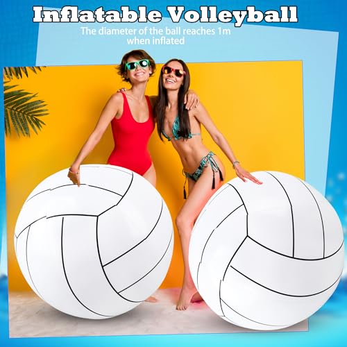 2 Pcs 40 Inch Giant Inflatable Soccer Ball Basketball Volleyball Baseball Blow Up Beach Balls Large Inflatable Sport Pool Balls for Outdoor Activity Games Pool Decoration