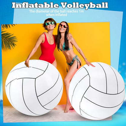 2 Pcs 40 Inch Giant Inflatable Soccer Ball Basketball Volleyball Baseball Blow Up Beach Balls Large Inflatable Sport Pool Balls for Outdoor Activity Games Pool Decoration