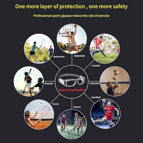 SooGree Sport Glasses for Men Women Basketball Football Sport Goggles Anti Fog Shock Collision Wearable Glasses - color: Gray Frame Gray Nose Pads