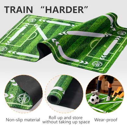 Soccer training mat,Soccer training equipment accessories for All Ages to Improve Speed Strength Agility and Coordination,Anti-Slip/Silent Mat