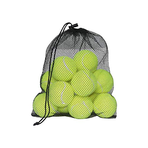 URBEST Tennis Ball 12 Packs Training Tennis Balls Practice Balls for Novice Player, Pet Dog Playing Balls with Mesh Carry Bag - color: Green