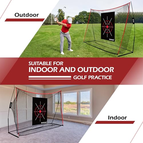 Golf Pracitce Net Set: 10x7ft Heavy Duty Golf Nets for Backyard Driving Real Balls, Golfer Training Equipment with Tri-Turf Mat for Outdoors/Indoors Hitting Driving Swing Chipping, Ideal Golfer Gift