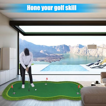 Golf Putting Green/Mat-Golf Training Mat- Professional Golf Practice Mat- Green Long Challenging Putter for Indoor/Outdoor - style: 5x10ft mat