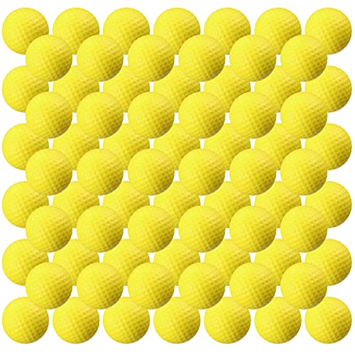 Junkin 80 Pcs Foam Golf Balls Practice Balls Realistic Feel and Flight Sport Training for Indoor or Outdoor Backyard Golf Training - color: Yellow