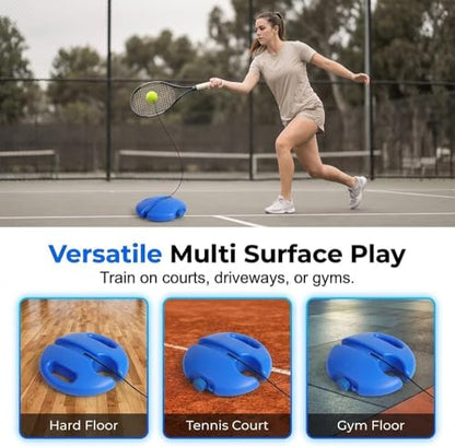 Tennis Trainer Rebounder with Weighted Base for Solo Practice, Portable Self-Training Equipment with Elastic String Ball, Tennis Practice Tool for Yard and Driveway - color: 2 * Blue
