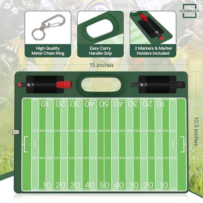 Football Dry Erase Board for Coaches 15x10.5 Double Sided Whiteboard Coaching Board Equipment Includes 2 White Board Markers for the Football Accessories the Perfect Coach Gifts