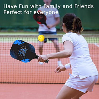 Pickleball Set with 4 Premium Wood Paddles, Cushion Comfort Grip, 4 Cooling Towels, 4 Pickleball Balls & Carry Bag, Pickle Ball Paddle for Men Women