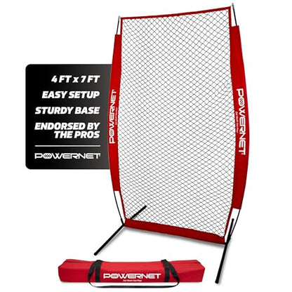 PowerNet Baseball Training Equipment Baseball Net, Portable Softball Batting Practice Pitching Screen, 7-FT I-Screen or A-Frame Pitching Net - color: Red, style: I-Screen