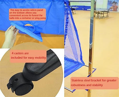 Rolling Table Tennis Ball Catch Net, Ping Pong Practice Nets Accessories for Indoor Outdoor, Training Tool for Multi Ball Drills, Easy Set Up