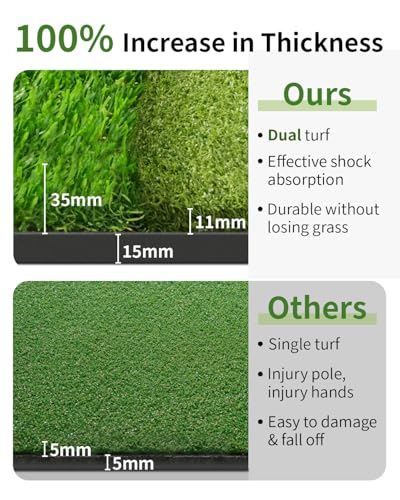 5.2x4ft & 6x4ft 21mm-50mm Dual-Turf Golf Mat with Ball Tray, Thickened Golf Hitting Mat with 9 Hitting Holes, Alignment Aid Practice Mat for Hitting, Driving Chipping, Swinging, Gifts for Men/Dad/Him - size: 72"x48"x2"