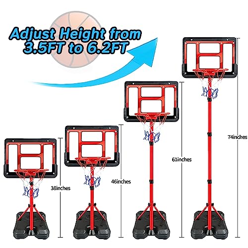 ShyLizard Boys Toy Gifts for 3 4 5 6 7 8 Years Old, Kids Basketball Hoop Adjustable Height 3.5FT-6.2FT, Mini Basketball Hoop for Kids, Basketball Goal Toys Outdoor Indoor Game Gifts for Boys