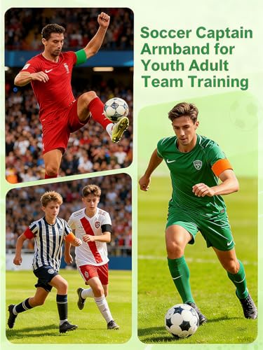 Captain's Armband Soccer Football Rugby Captain Armbands for Youth and Adult,Anti-Drop Design - Pack of 6 - color: 6 Green /No C