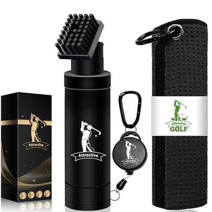 ATTRACTIVE Golf Club Cleaner Set, Includes Golf Water Brush and Waffle Pattern Golf Towel. Golf Club Brush/Golf Accessories for Men/Golf Gifts