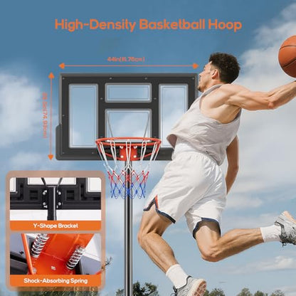 Portable Basketball Hoop Outdoor, Adjustable Basketball Hoops Goal System Shatterproof Backboard, Shock Absorbent Rim, Fillable Base for Swimming Pool/Backyard/Driveway - style: Lock Knob Adjustment