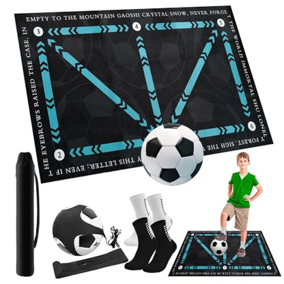 Pro Agility Soccer Mat with Video Training | 47"x32" Soccer Training Mat for Ball Mastery & Quickness | Non-Slip Footwork Skills Mat for Home/Gym | All Ages 5-65+ Training Equipment Kit - style: SOCM02